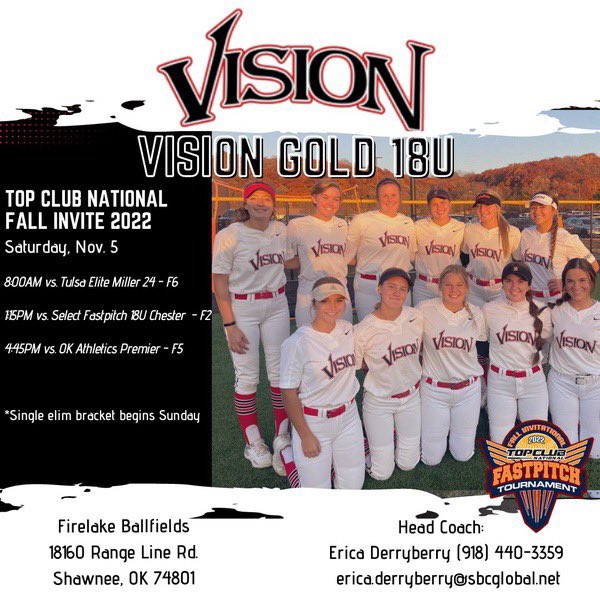 So excited to hit the fields in Shawnee this weekend with <a href="/VisionArkansas/">VisionGold18U</a> !!