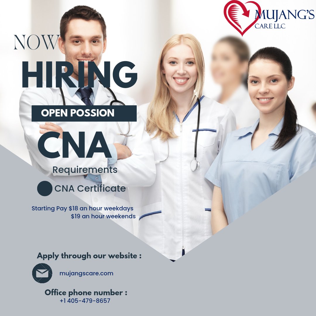 Mujangscare's tweet photo. Now Hiring CNA’S
Starting Pay $18 an hour and weekend $19 an hour
Apply at https://t.co/LXwOC4O25t
#homecare #elderlycare #caregiving #health #homehealth #caregivers #seniorliving #assistedliving #KindNeighbors #Hospice
#oklahoma #seniorcare #homecare #healthcare #caregiver https://t.co/pAM8nA9IK8