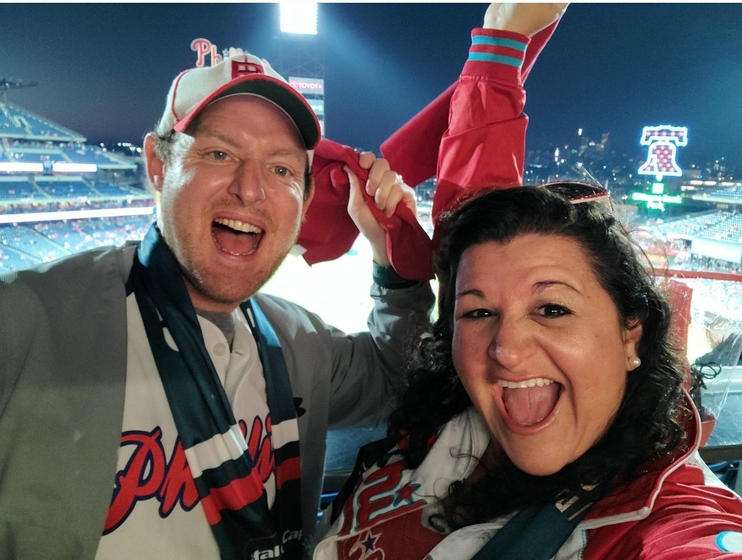 SarahDMairs's tweet photo. WOO HOO!  WE'RE AT GAME 5 OF THE WORLD SERIES ALREADY GOING CRAZY CAUSE "I GOT A PHEELING THAT TONIGHT'S GONNA BE A GOOD NIGHT!!!"  LET'S GO PHILLIES!  WE NEED A SEAT UPGRADE FROM SRO IN 315!  #CapitalOneUltimateFan #Sweepstakes @Phillies &amp; I'm @PhanaticPhilly on IG!!! https://t.co/RqhqrQA8pZ