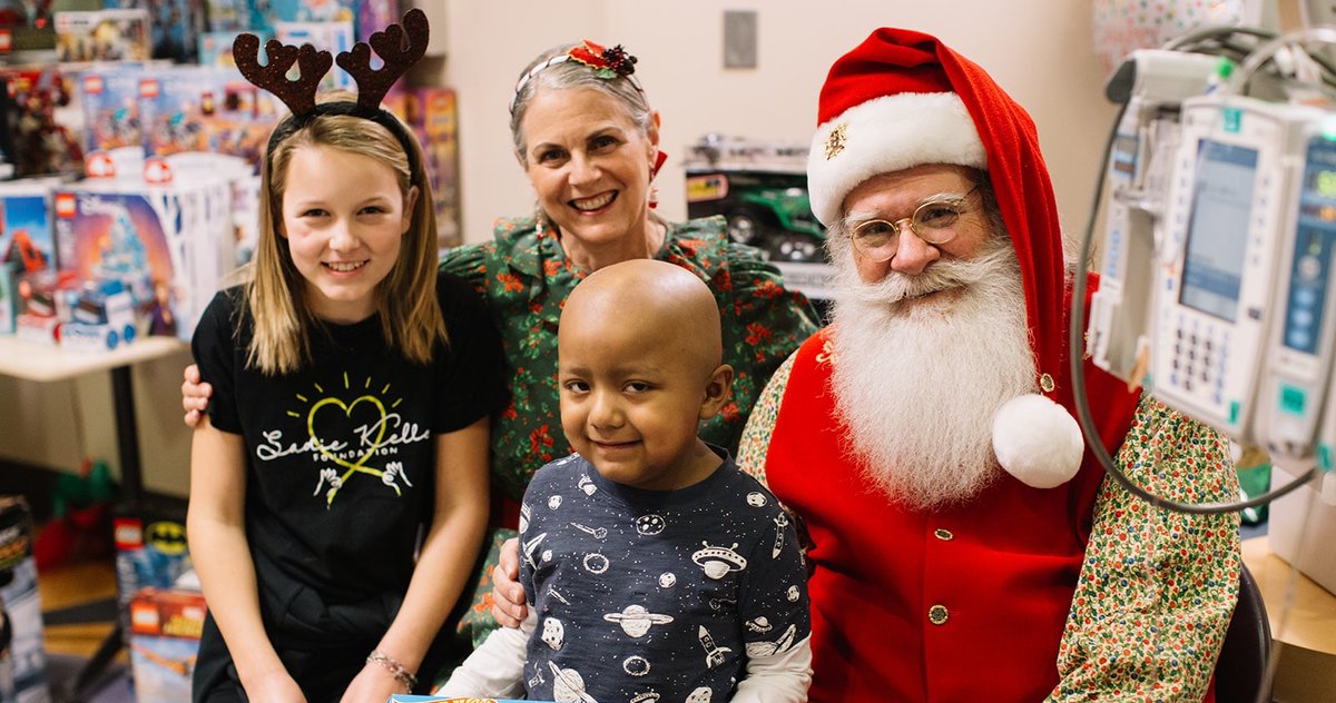 SadieFoundation's tweet photo. Excited to kickoff #SadiesSleigh 2022!🎗️❤️🎄 Our mission is to make Christmas truly magical for childhood cancer fighters in the hospital. You can help by choosing toys on the Sadie's Sleigh Amazon Wishlist or by donating so Sadie can shop for you! 
🎁 https://t.co/iGrWrgpi1w https://t.co/ijxx3QWRhC