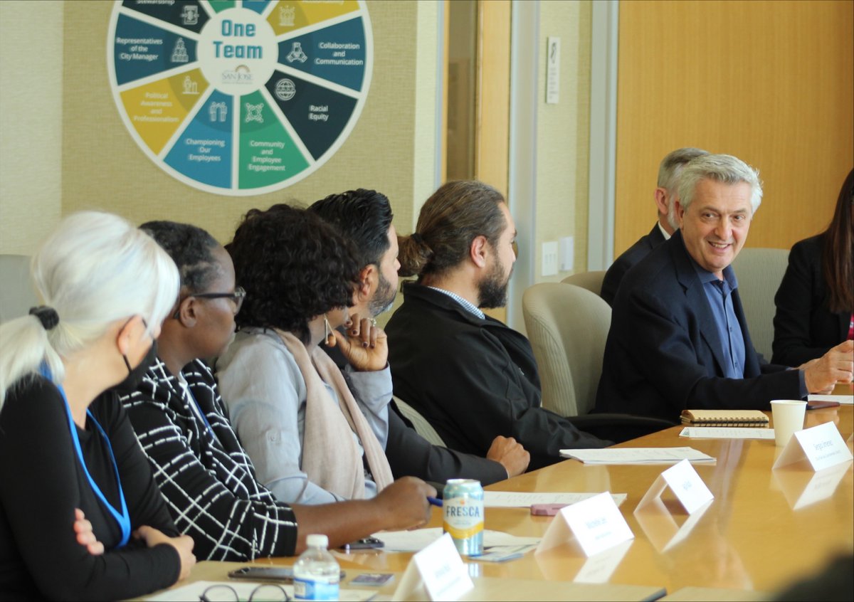UNHCRUSA's tweet photo. Cities are at the helm in creating an inclusive and supportive environment for refugees.  

Thank you @CityofSanJose and Mayor Sam Liccardo @sliccardo for joining the Global Compact on Refugees and helping to lead the way. #WithRefugees https://t.co/LeSJy4JPgG