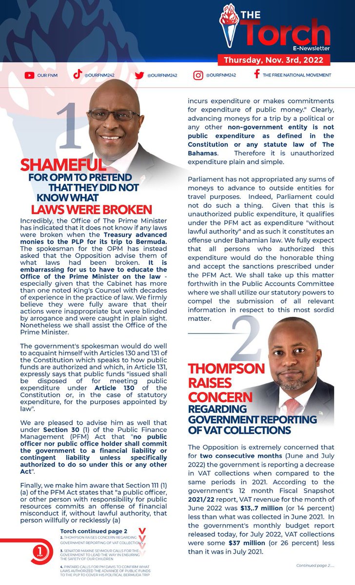 fnmbahamas's tweet photo. The new edition of The Torch is out! Feel free to download a copy and share with your friends to stay up to date with all of the latest FNM news.

#TheTorch #FNM https://t.co/jgmwR9U39X
