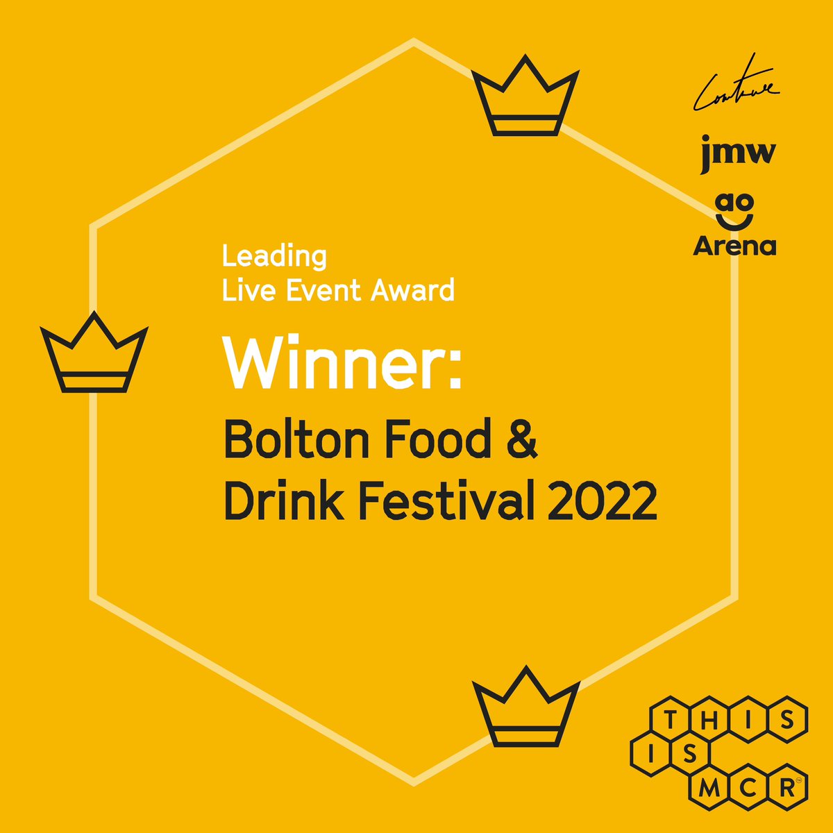 We’re back to hand out some more awards. Next up is our Leading Live Event Awards. Once again, Manchester leads the way when it comes to live events. Our winner is <a href="/BoltonFoodFest/">BoltonFoodFest</a> congratulations from all of us @ Team TIMA. #thisismanchester #timawards2022