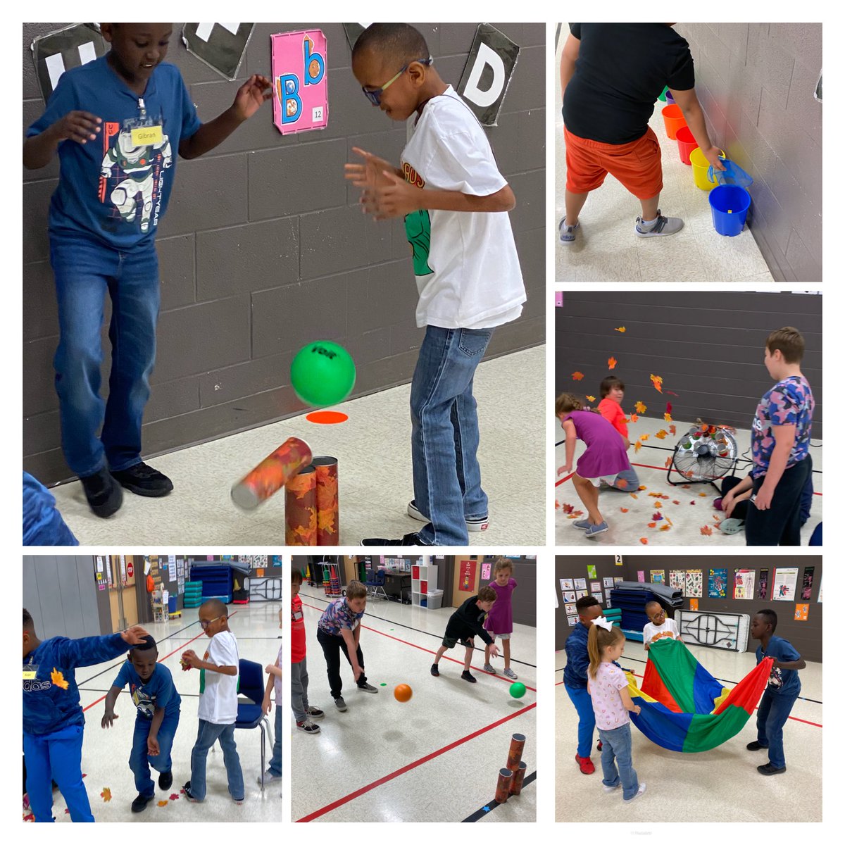 🍁🎃 🍁🍁🎃🍁
Fall is in the air!!!! Check out the smiles as the small group #UnifiedPE at <a href="/FSESFriendship/">Friendship Elementary</a> tackles the task of catching the falling leaves, knocking down the leaves, moving the parachute to produce the cool, crisp air of Fall.