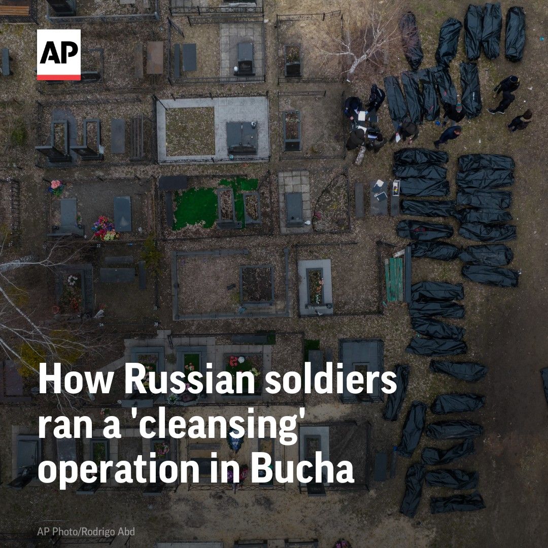 'I think I’m going crazy. I’ve already killed so many civilians.' The @AP and @FrontlinePBS obtained hundreds of hours of CCTV footage and intercepts of audio calls by Russian soldiers that show what a Russian 'cleansing' operation looked like. bit.ly/3NvKZ6y