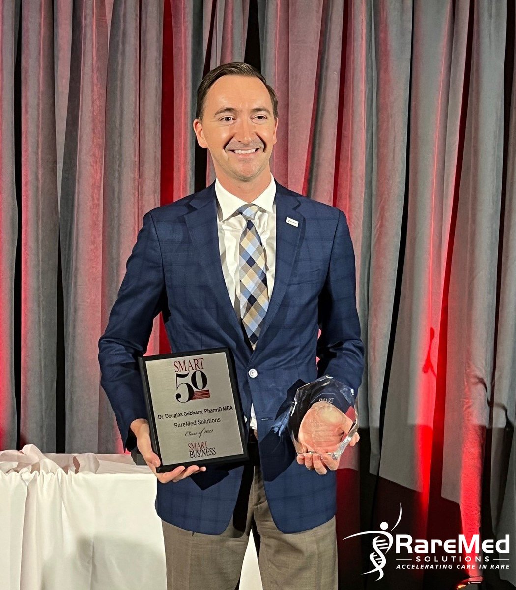 Rare_Med's tweet photo. Congratulations to RareMed President Dr. Douglas Gebhard for being recognized as one of the top 50 leaders in the region by @Smart_Business Smart 50 Awards! Doug & RareMed were also recognized as the region's leader in innovation! Read more: https://t.co/Ji4vv76nij #Smart50PIT https://t.co/tRQQBb2GI4