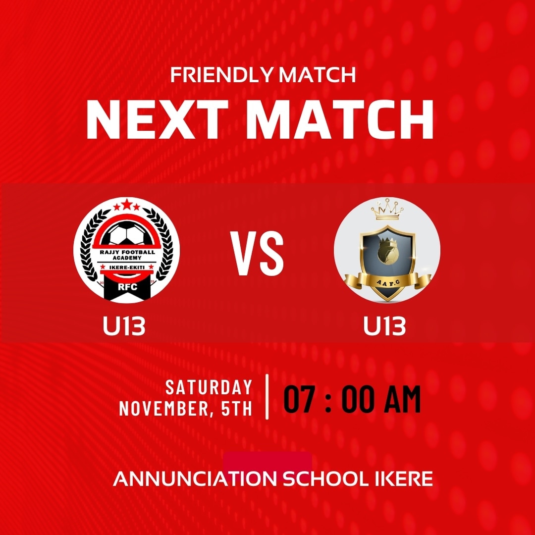 Rajjy Football Club (@rajjyfc) on Twitter photo Young Reds are back in action on Saturday ๐ <a href="/AdeyeyeadeFC/">Adeyeye Adebowale Football Club</a>
#WeAreRajjyFc / #TogetherWeCanDoIt / #RajjyFCA Young Reds are back in action on Saturday ๐ <a href="/AdeyeyeadeFC/">Adeyeye Adebowale Football Club</a>
#WeAreRajjyFc / #TogetherWeCanDoIt / #RajjyFCA