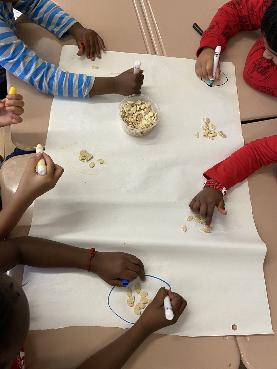 MsMandarano's tweet photo. Part 2 of our pumpkin math fun! After taking out the pumpkin seeds from their pumpkins, students counted using different strategies! We had a great conversation on quick and efficient ways to count a large amount of items. #RichLearning #WinnipegSD #Grade2 https://t.co/WuelZr8GqI