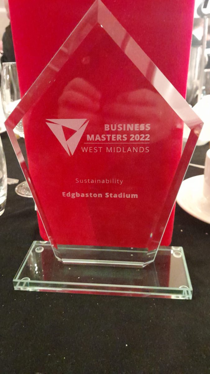 Danielsan57C's tweet photo. Very proud to have received this award today for the most sustainable business at the #WMBM22 awards, thank you for a great night and well done team Edgbaston. @Edgbaston @EdgbastonEvents https://t.co/ioibxyh58H