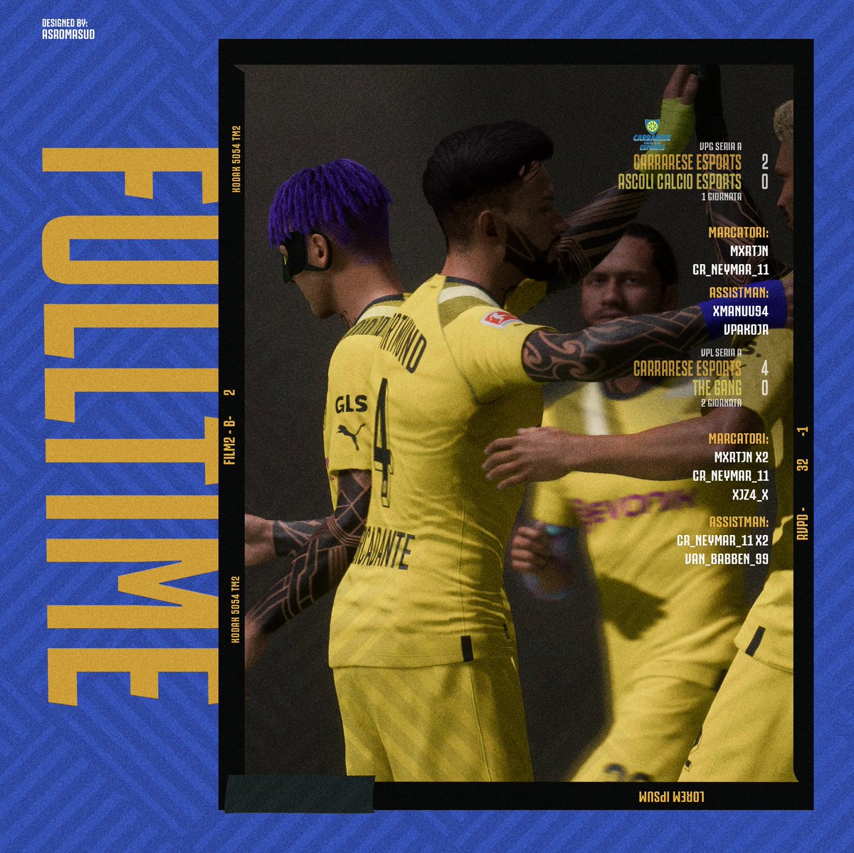 🔖|GAME REPORT

🏆| <a href="/VPG_Italy/">VPG Italy</a>
🆚| @AscoliCalcioPS 
✅| 2⃣-0⃣ 

🏆| <a href="/VPLItaly/">VPL Italy 🇮🇹</a> 
🆚| <a href="/TheGangVPC/">The Gang</a> 
✅| 4⃣-0⃣

#eSports #Proclub #FIFA23  
#ProClubItalia
#PS5