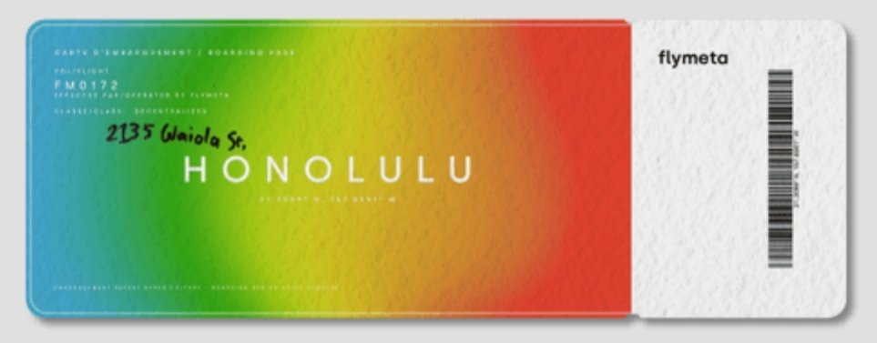 Rimonisce's tweet photo. Aloha nui loa
The evolving banner Nft from @gabrielmokayed and @flymetanft. Boarding passes to the world and beyond.
Batch 3 coming soon!
#Flymeta #YearOfTheBanner https://t.co/NPc2k7Eg5Z