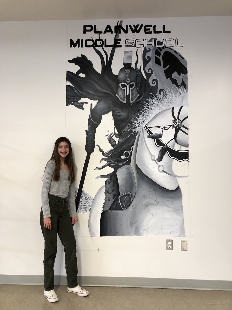 RockyStamos1's tweet photo. Thank you Sarah for adding your original artwork to our cafeteria. You are so talented! #strongertogether #plainwellms #plainwellschools https://t.co/YLF6Jz4Y6l