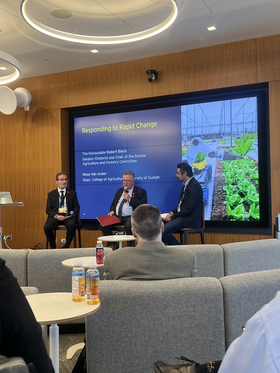 jroy5's tweet photo. What a great day attending and speaking at the first Future of the Farm conference held by @EYCanada hosted by @BSalehoun #farmcybersecurity #resiliency #agritech #insurtech #highspeed #5g #autonomoustractors #soilstudy #cellularagriculture #precisionag #data #AI @uofg https://t.co/C5taTK4GiC