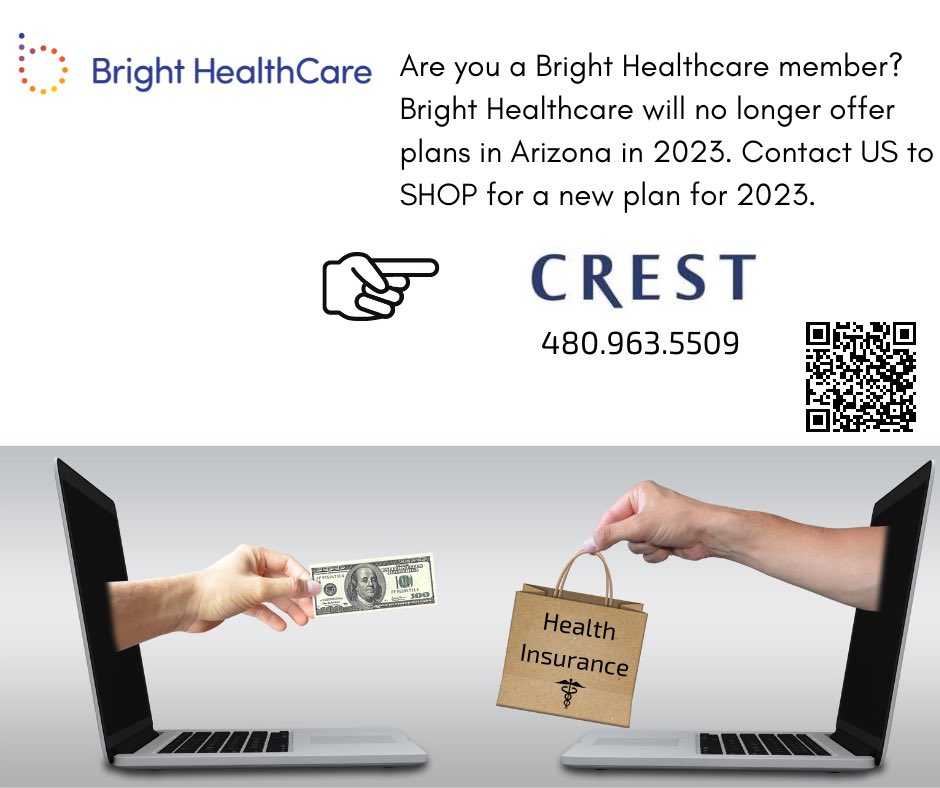 CrestInsurance's tweet image. Attention Bright Healthcare members! You will lose your coverage in Arizona for 2023. Contact Crest to help you shop for a new plan. 
#insurance #individualinsurance #ifp #brighthealthcare #brighthealth #shopplans #crest #arizona #broker #agent