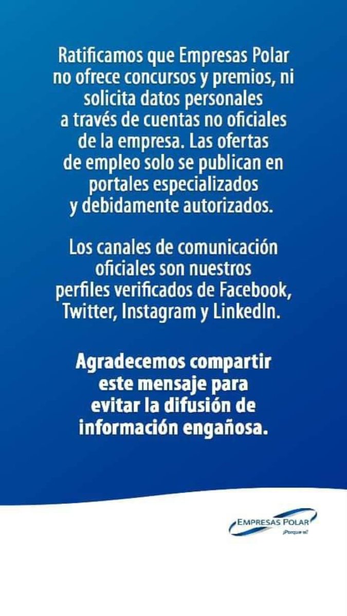 EmpresasPolar's tweet image. Comunicado.