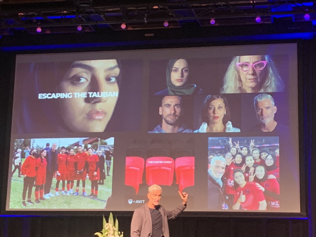 johnqgoh's tweet photo. Thank you @MelburneVictory for your support of the Afghan womenโs football team @APPA22Conf #appaconf @Craig_Foster https://t.co/HfR3sew5DN