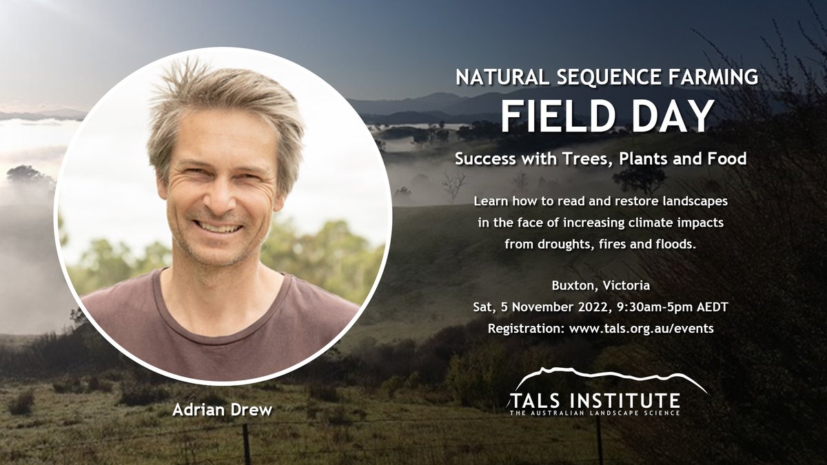 TALSInstitute's tweet photo. Tomorrow, Sat, 5 Nov 2022, Buxton, Victoria: 'Natural Sequence Farming' - Field Day with Adrian Drew https://t.co/pPhZ35MjbO #regenerativeagriculture #regenerativefarming #naturalsequencefarming @Friendly_Farms @ABCRural @abclandline @abc730 @guardianeco @guardian @guardiannews https://t.co/3gzoMFsnbo