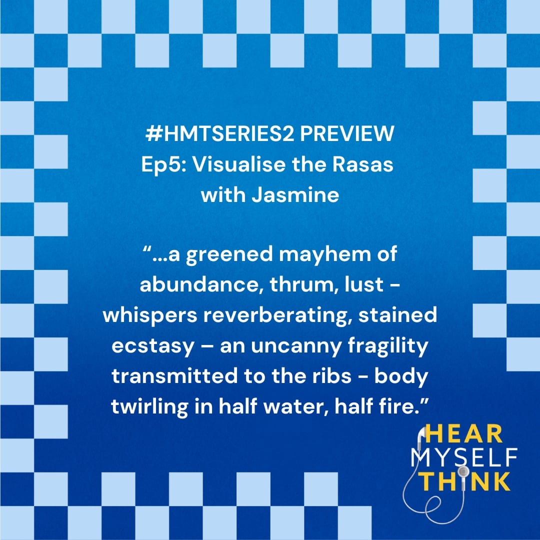 hearmyselfthink's tweet photo. Countdown to #HMTSERIES2 An extract preview & image of Episode 5 : Visualise the Rasas with Jamsine
Written by @mitrasrupsha
Directed by @madradster
Performed by @varshvictoria
Graphic design by @HeedayahLockman
Series 2 launching on
Sat, 5th Nov '22 https://t.co/w80qntkgMv https://t.co/2Cr8Qq6kf6