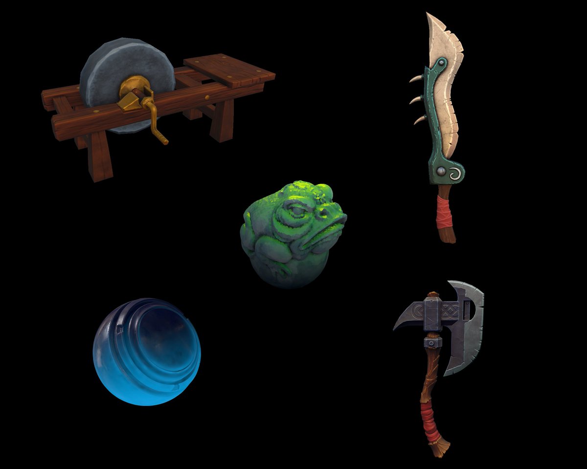 QuinleySquare's tweet photo. Hi all! I'm looking for work ideally starting January - I'm a stylized 3D Artist with experience modeling characters &amp; environments, plus creating flat color, handpainted, &amp; PBR textures. 

Please share my work and reach out if anyone you know (or you!) have an opening! #gamedev https://t.co/FBjrHOKETl
