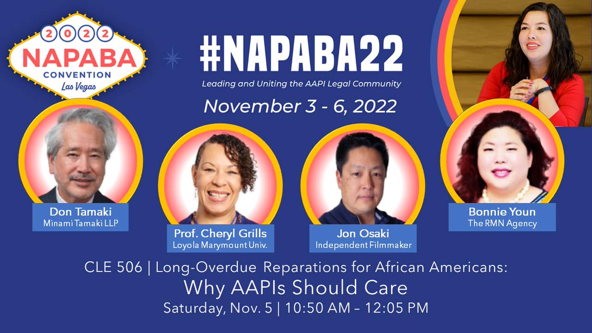 minamitamaki's tweet photo. Minami Tamaki LLP Senior Counsel Donald K. Tamaki speaks at #NAPABA22 this Sat Nov 5 at 1050am on "Long-Overdue Reparations for African Americans: Why #AAPIs Should Care" with Loyola Marymount Prof. Cheryl Grills, filmmaker Jon Osaki, mod by Bonnie Youn of The RMN Agency. https://t.co/idVGPwT3QG