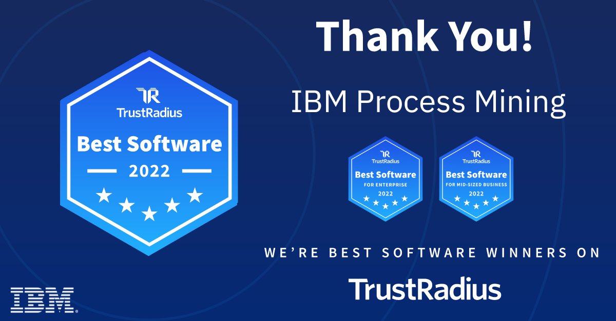 🏆 Thrilled to announce that <a href="/IBM/">IBM</a> Process Mining has earned the 2022 Best Software award from <a href="/trustradius/">TrustRadius</a>🏆

🙏Thank you to our clients for taking the time to share their valued feedback🙏
 
Learn more here: ow.ly/aMBP50LsJH2 

#ProcesMining  #IBMAPAC #SoftwareSplash