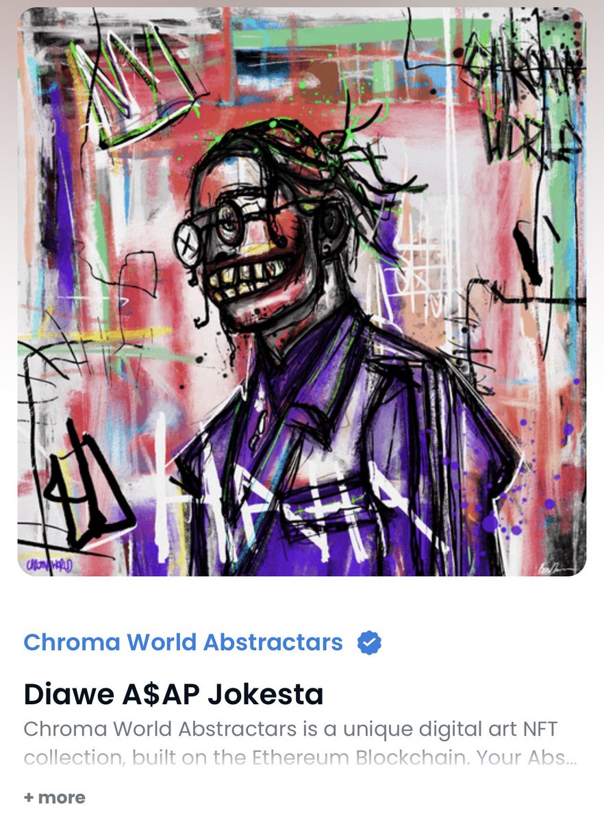 TheChromaWorld's tweet photo. Iconic Abstractar 1/1 Giveaway 😈

‘Diawe A$AP Jokesta’ 

To Enter👇
✅ Follow @BenDawsonArt &amp; @TheChromaWorld 
✅ Like, Retweet &amp; Tag some friends 

Winner announced in Discord. 24 hours.🧡 https://t.co/INKhMtUJRo