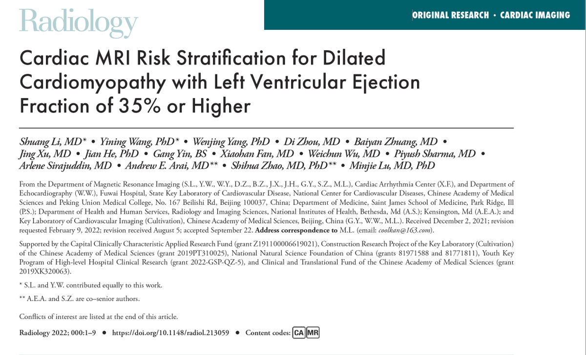 fwkan's tweet photo. Cardiac MRI Risk Stratification for Dilated Cardiomyopathy with Left Ventricular Ejection Fraction of 35% or Higher https://t.co/6zD65Ddr6D https://t.co/n35ZCujE3Z