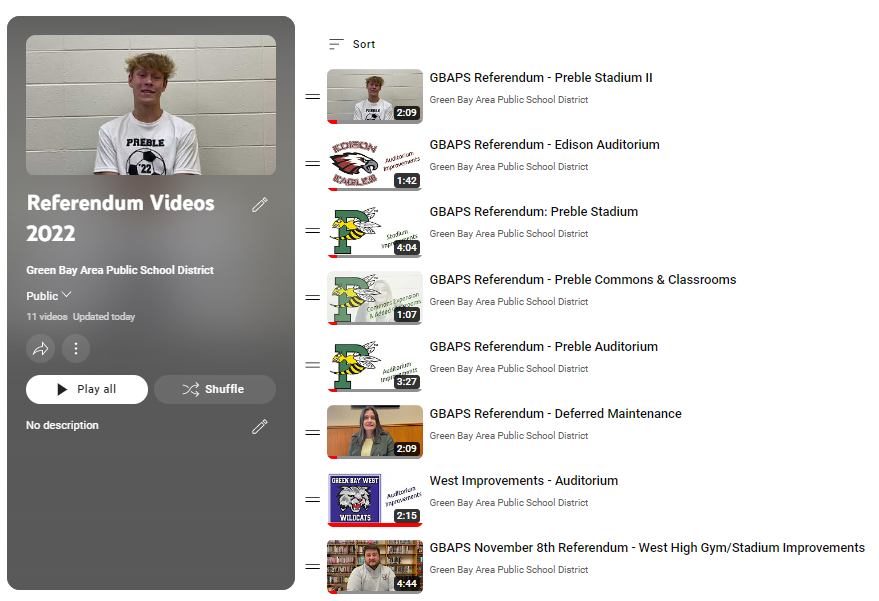 greenbayschools's tweet photo. If you've missed any of the District referendum videos or would like to learn more about a proposed project, visit our full playlist on the GBAPS YouTube channel. #SafeAndHealthySchools #VoteNovember8 https://t.co/GLYoFCHjiE https://t.co/et1A8shQHD