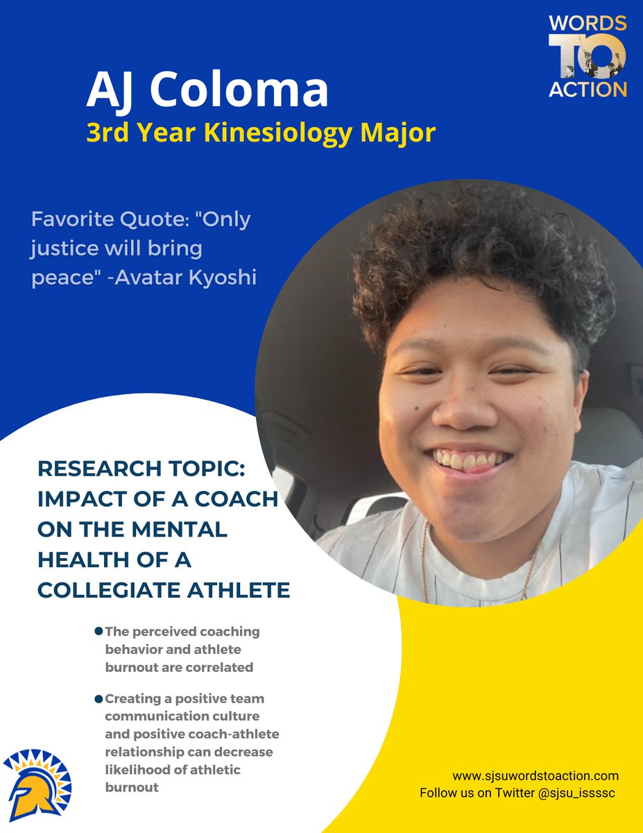 Introducing ISSSSC's Fall 2022 Interns: Next up, AJ Coloma, a 3rd year Kinesiology major!