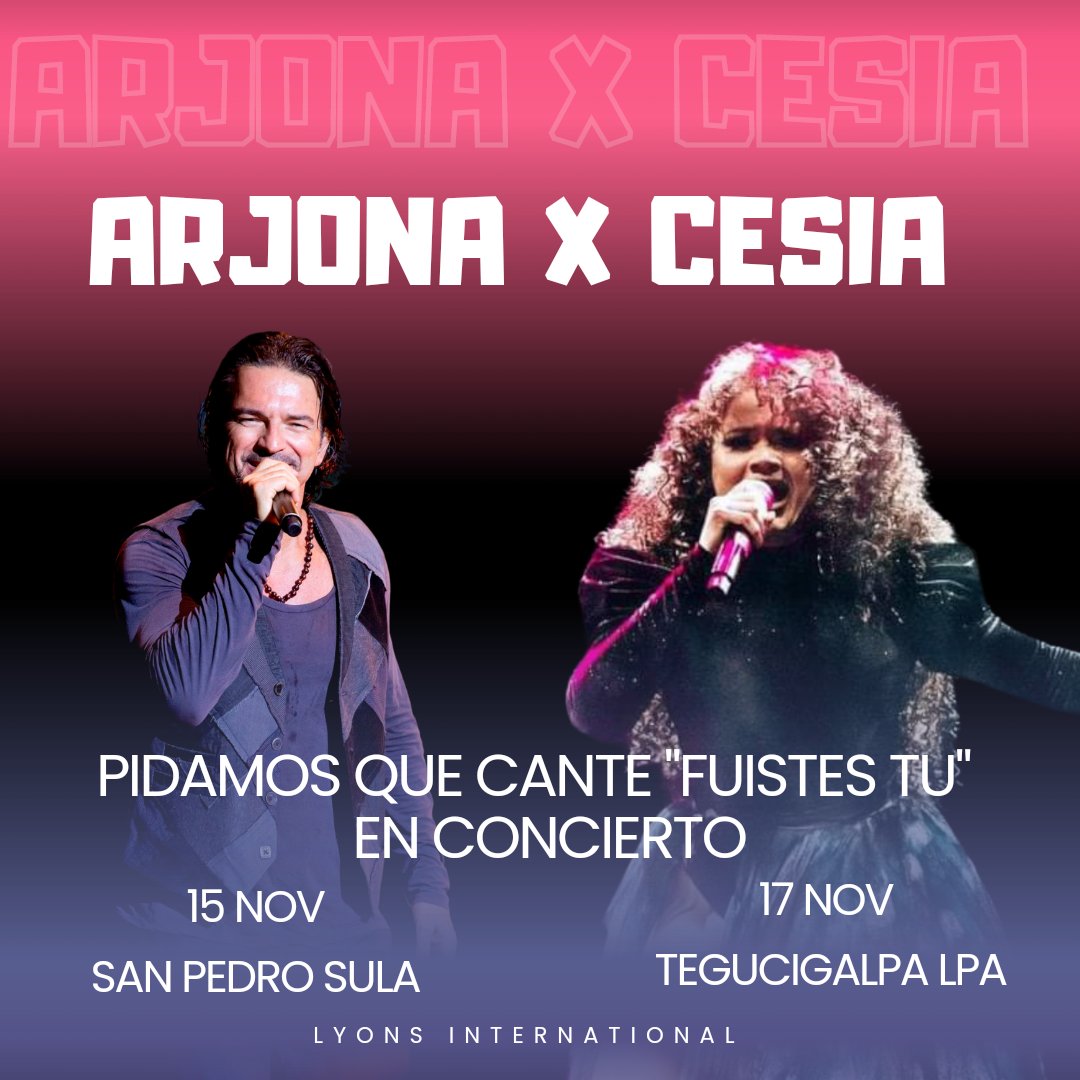 ⚡️🦁 Tendencia 🦁⚡️

Frase: ARJONA X CESIA

Meta: 1000 comentarios y 60 retweets

¡Recuerden no usar números ni emojis!

<a href="/Ricardo_Arjona/">Ricardo Arjona ®</a> @Cesia_Saenzz