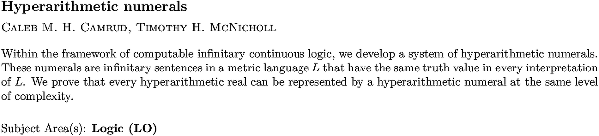math.LO Mathematical Logic arXiv submissions tweet media