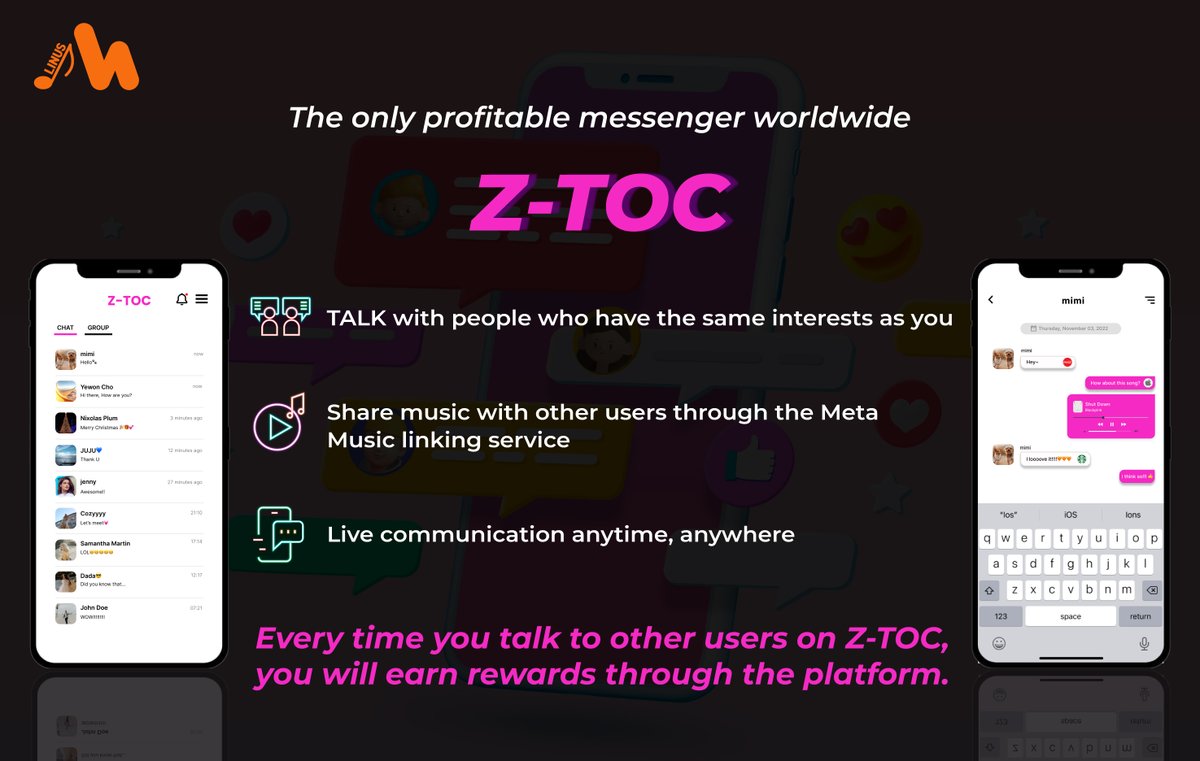 mlinus12's tweet photo. 💕Z-Toc, the only profitable messenger worldwide.💕

Every time you talk to other users on Z-Toc, you will earn rewards through the platform.

Z-Toc enables you to find and communicate with those who click with you anytime and anywhere. https://t.co/0pOOUyaFVT