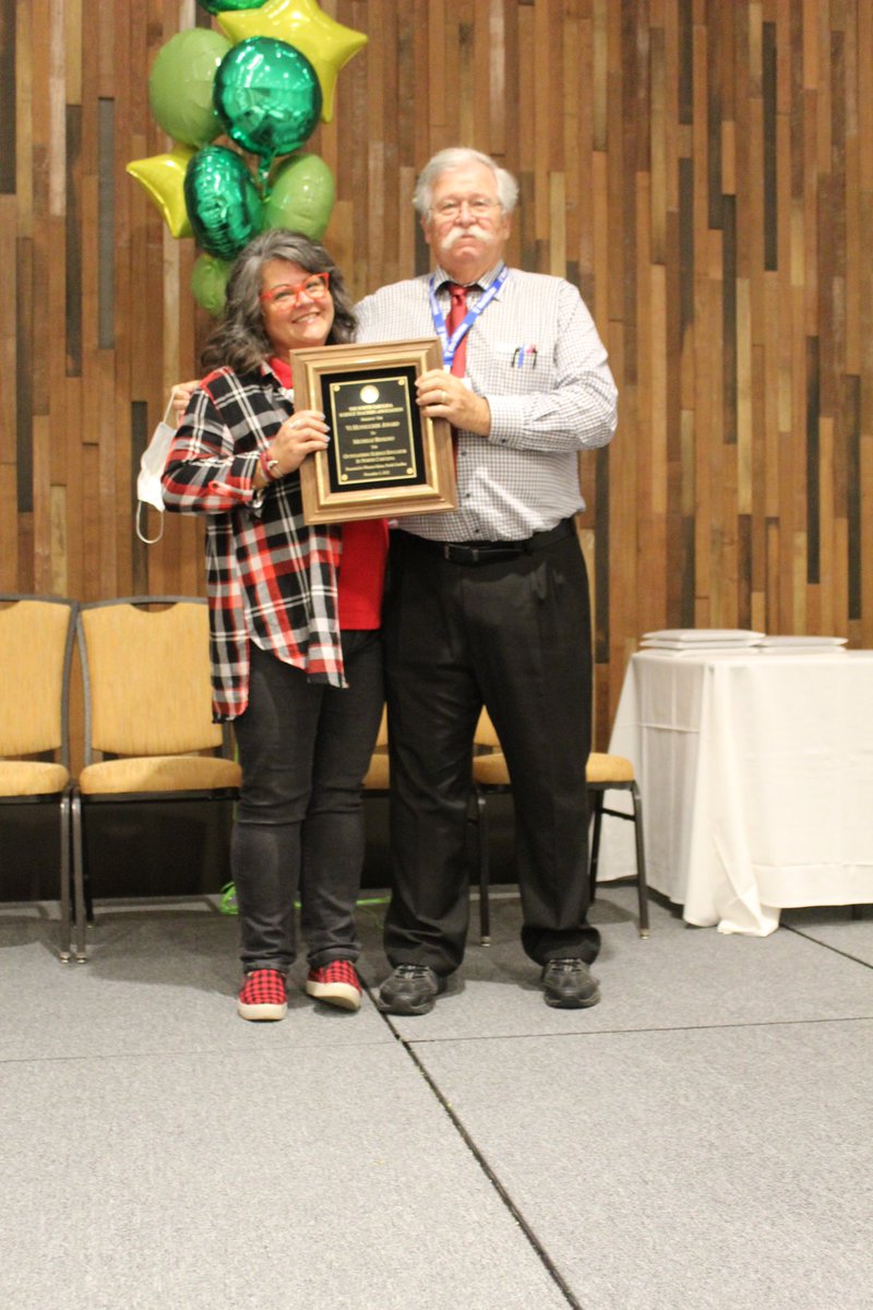 NCSTA's tweet photo. The @NCSTA Vi Hunsucker Award Recipient - for her role in supporting and molding science educators! ♥️ Along with past Vi Awardees! https://t.co/AFGIuURPXK