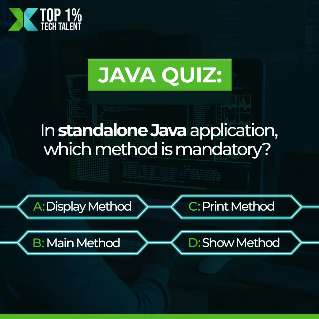 xperti1's tweet image. Share your answer in the comments…
#Xperti #Quiz #JavaQuiz #TestYourKnowledge #Career #TechJobs #Developers #Recruitment #TechTalent #TalentAcquisition #Top1Percent #Candidates #Java #Programmer #SoftwareEngineer #Coders #UnitedStates