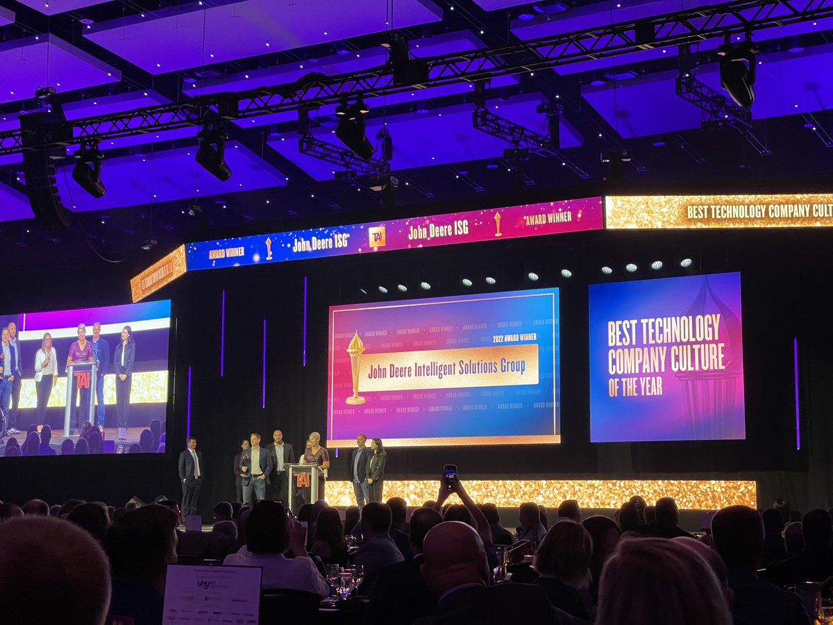 HornIT's tweet image. The #Prometheus2022 Best Technology Company Culture of the Year award goes to John Deere Intelligent Solutions Group!