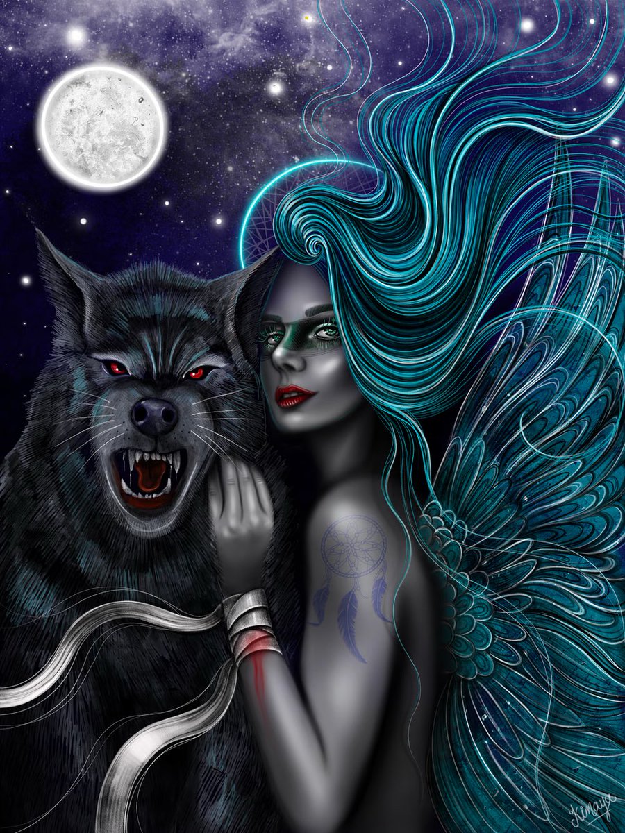 Thank you <a href="/KimAya_Art/">Kimaya❤️‍🩹</a> for this beautiful piece 🌕🐺🌀