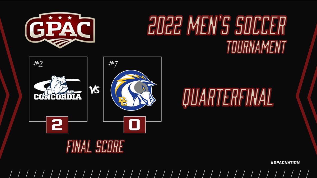 GPACSports's tweet photo. Final in GPAC Quarterfinal action for #GPACMSOC in Seward, Nebraska.

@CUNEathletics 2, @bcuchargers 0

#GPACNation
@NAIA https://t.co/Jw2I1ilVxt