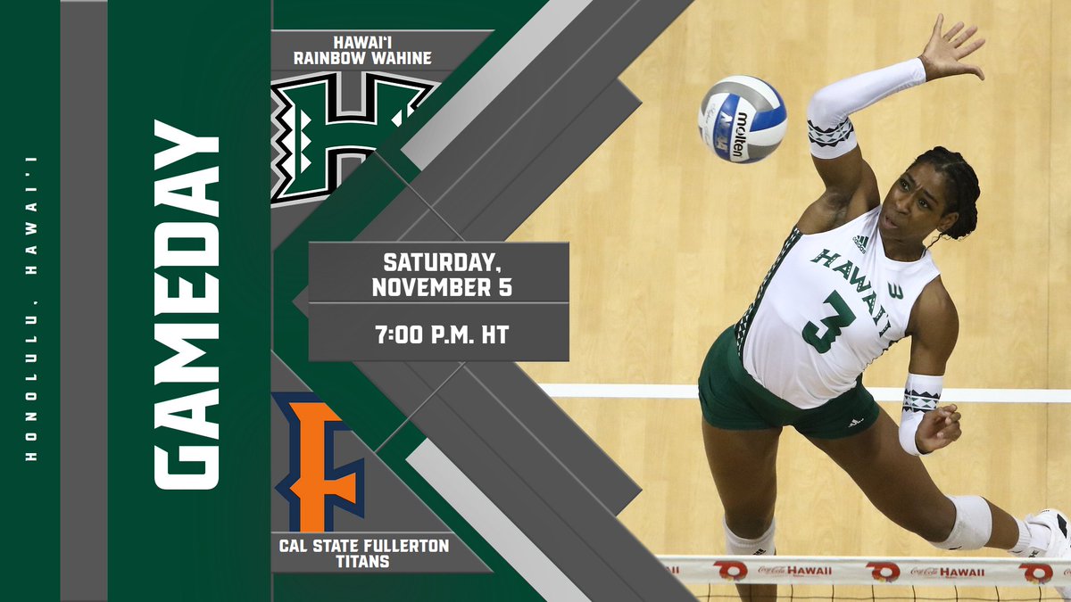 HawaiiWVB's tweet photo. 🏐: Hawai'i vs. CS Fullerton
🕖: 7:00 pm HT 
📍: SimpliFi Arena at Stan Sheriff Center
🎟: https://t.co/8nT3P7c653
📺: Spectrum OC16
🔊: CBS 1500 - https://t.co/QmEGNLDbcb
📊: https://t.co/VIJMMegrHC
💻: ESPN+ - https://t.co/q6qrjuoM9q https://t.co/DlVOxhwTBz