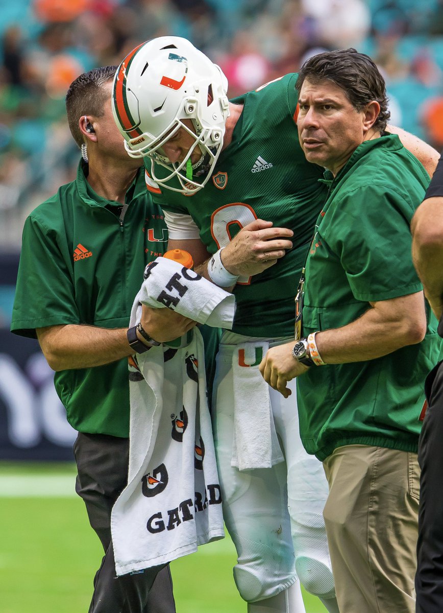Richard Rickart Photography (@rickartphoto) on Twitter photo .<a href="/CanesFootball/">Miami Hurricanes Football</a> QB Tyler Van Dyke exits the #Duke game with a right shoulder injury after being sacked in the 1st half of the #canesfootball 45-21 loss to #dukefootball .Van Dyke is expected to play in Sat. game vs #FSU . #miamihurricanes <a href="/MiamiHurricanes/">Miami Hurricanes</a>
Image:Richard Rickart. .<a href="/CanesFootball/">Miami Hurricanes Football</a> QB Tyler Van Dyke exits the #Duke game with a right shoulder injury after being sacked in the 1st half of the #canesfootball 45-21 loss to #dukefootball .Van Dyke is expected to play in Sat. game vs #FSU . #miamihurricanes <a href="/MiamiHurricanes/">Miami Hurricanes</a>
Image:Richard Rickart.