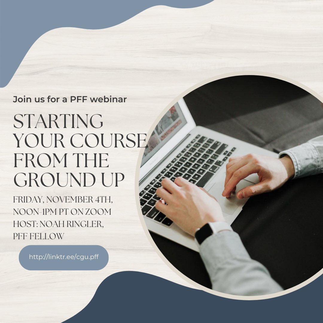 CAFE_CGU's tweet photo. Come join us for tomorrow’s webinar- “Starting your course from the ground up”. This webinar will take place tomorrow, Friday, November 4th from 12pm to 1pm Pacific on Zoom. Register here: https://t.co/CtiMu351Tg. See you there! #highered #claremontgraduateuniversity https://t.co/3w21K28zFI
