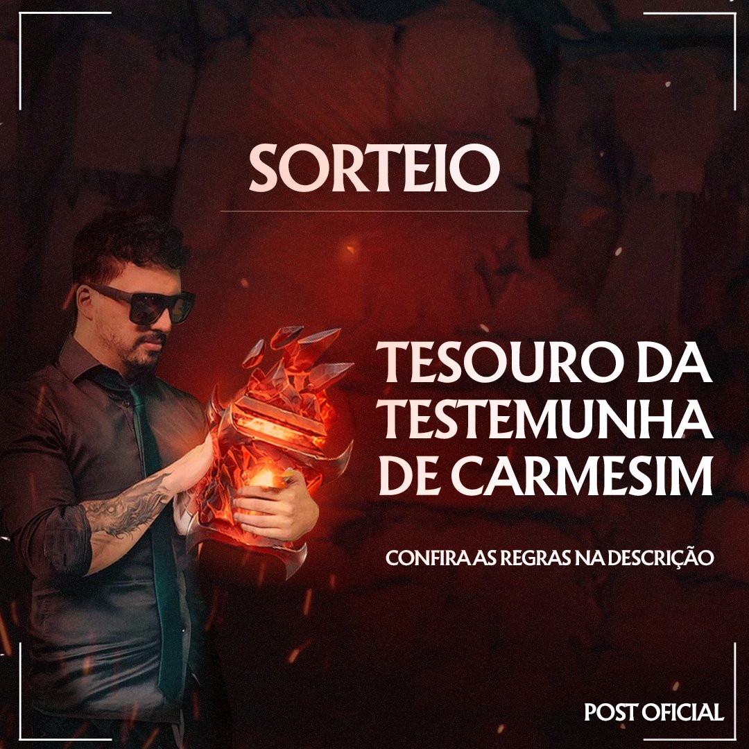 Kaxanganoel chegou mais cedo! Sorteio de 1 Tesouro da Testemunha de Carmesim!!!
O sorteio será realizado por entradas no Gleam.io: gleam.io/kG89L/sorteio-…

Regra para estar apto ao sorteio: Seguir minhas redes sociais Insta, Twitter e Twitch.