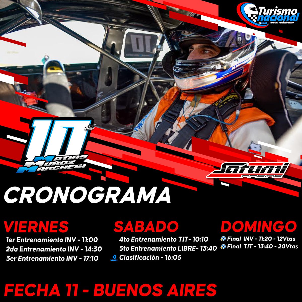 MunozMarchesi's tweet photo. 🌟 #200Pilotos 🌟 @prensatn
Todo listo en el @AutodromoBA y junto a @rodrilugon13 vamos por un gran fin de semana 🙌🏼
-
#MMM10 🔺 @SaturniRacing https://t.co/WqZD10OMyC