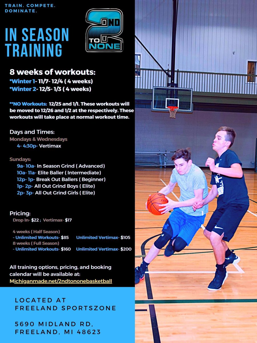 2ndToN0NE's tweet photo. 🏀🏀Winter Workouts Update: All Saturday classes will be moved to Sundays for our In Season schedule. In Season Grind will take place from 9-10am and Elite Baller from 10-11am on Sunday mornings. Below is the updated schedule for In Season workouts. See you all next week💪🏼🏀 https://t.co/TkntQoKeBm
