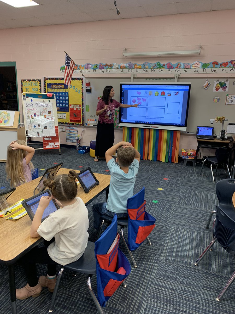 ktmitchell1026's tweet photo. Kinder kiddos @qcegators practiced sequencing the events of the 3 Little Pigs today using @LumioSocial! They loved it so much,  they asked to do it twice! 🐷🐷🐷 🐺 🔥 #onslowdlt https://t.co/fLLCxWxZr0