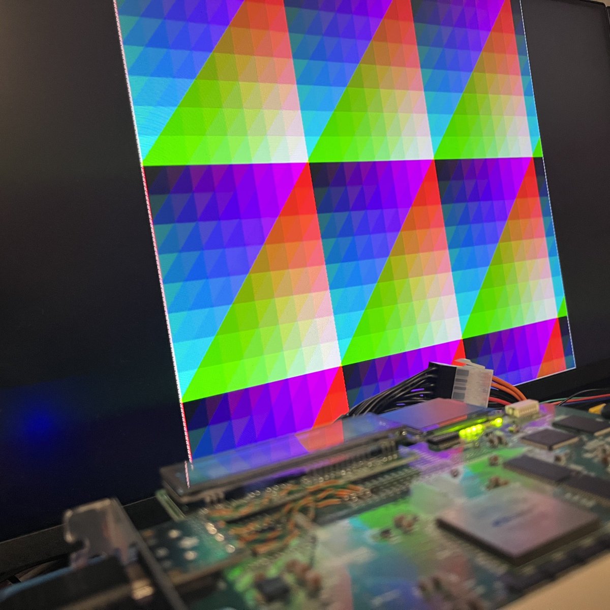 Ian Hanschen (@furan) on Twitter photo I wasn’t expecting to get minimal DVI-D working from this board on the first try. Thanks to <a href="/field_hamster/">Fabian Tórz</a> for the modules and <a href="/Claude1079/">Claude Schwarz</a>’s usage I was inspired to add an HDMI connector to the Stratix FPGA-based board I RE’d. Nothing stopping me from a video card now… I wasn’t expecting to get minimal DVI-D working from this board on the first try. Thanks to <a href="/field_hamster/">Fabian Tórz</a> for the modules and <a href="/Claude1079/">Claude Schwarz</a>’s usage I was inspired to add an HDMI connector to the Stratix FPGA-based board I RE’d. Nothing stopping me from a video card now…