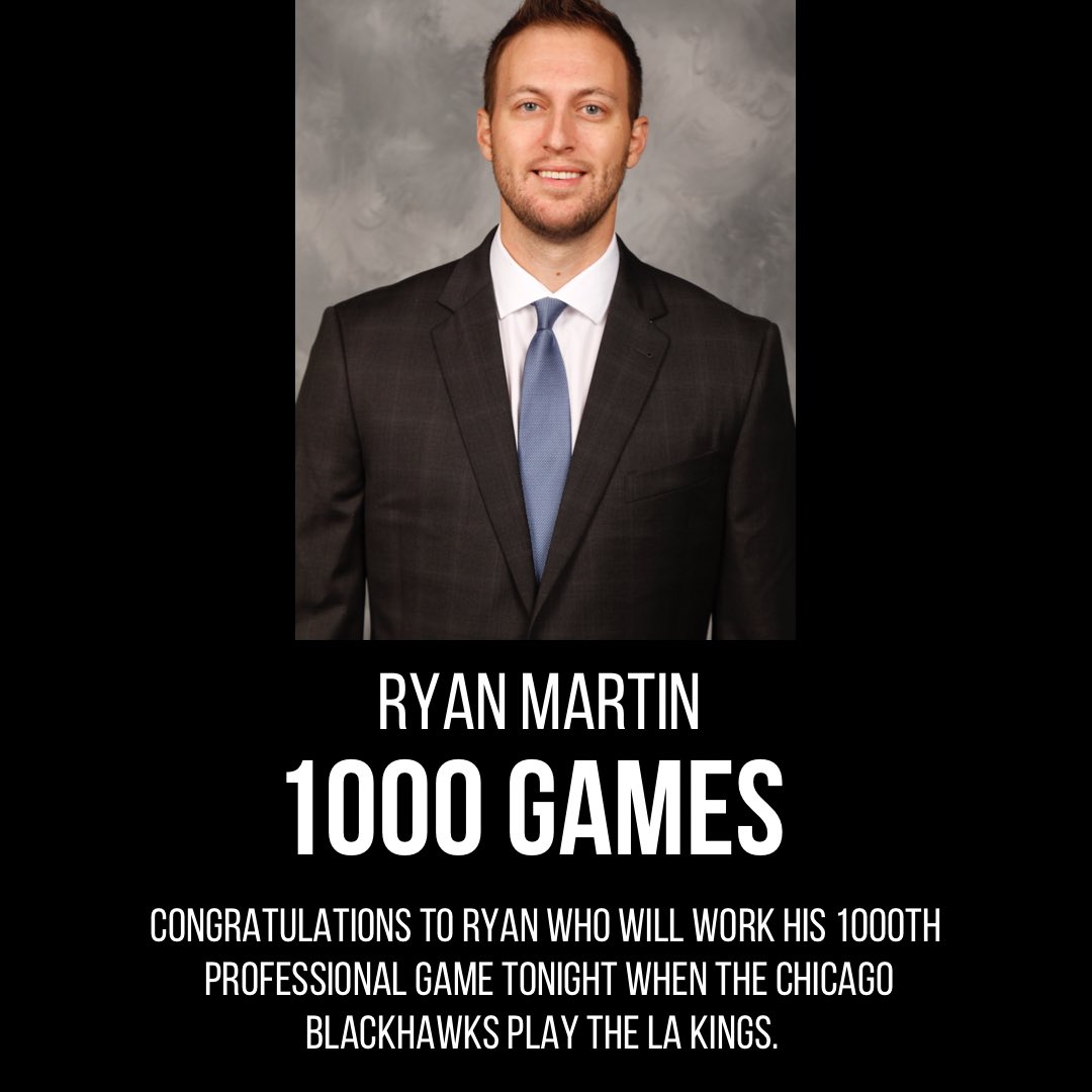 PHATS_SPHEM's tweet photo. Congratulations to @NHLBlackhawks Assistant Equipment Manager Ryan Martin who is working his 1000th professional game tonight! 

#chicagoblackhawks #hawks #chicago #nhl #milestone #blackhawks https://t.co/7tmyOzzzIJ