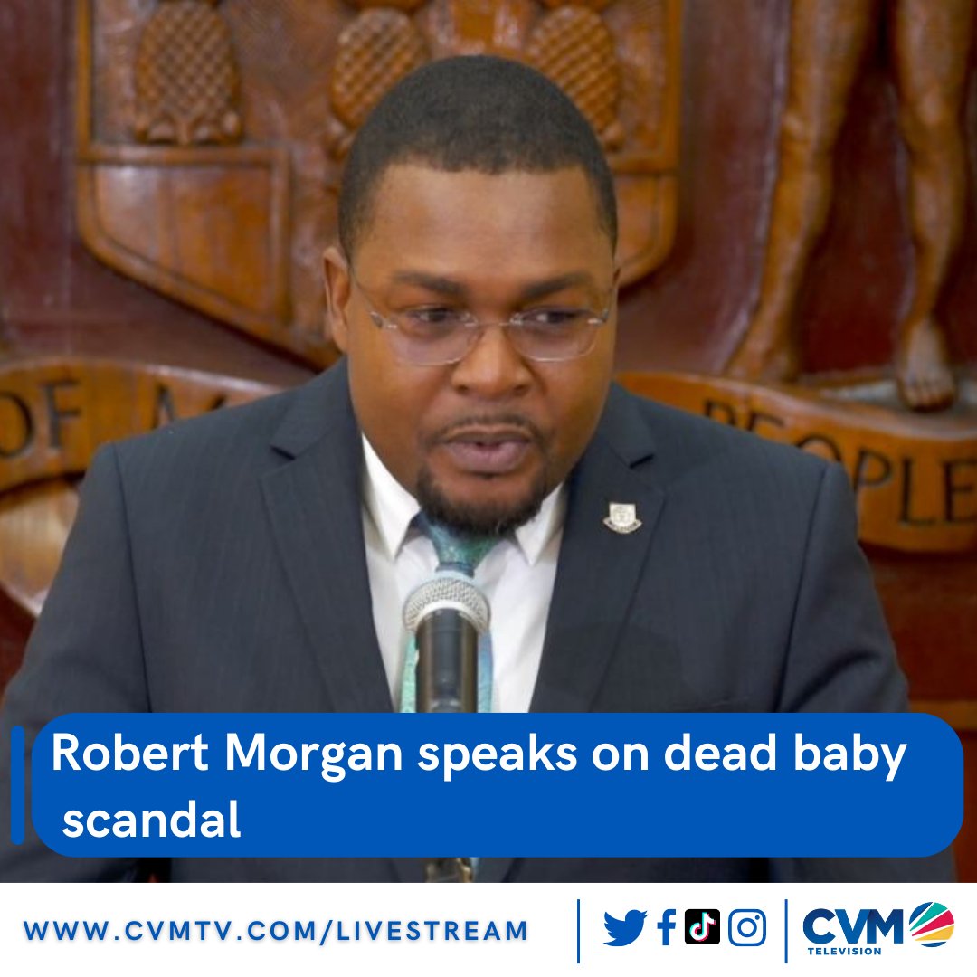CVMTV's tweet photo. The government remains firm in its support of the Health Minister. "We are optimistic", according to Information Minister Robert Morgan, insisting there is no intention to replace Dr Christopher Tufton. More to come at 8 pm on #CVMLive. Watch it here: https://t.co/CDEoQYsU4y https://t.co/BrDayLCleI