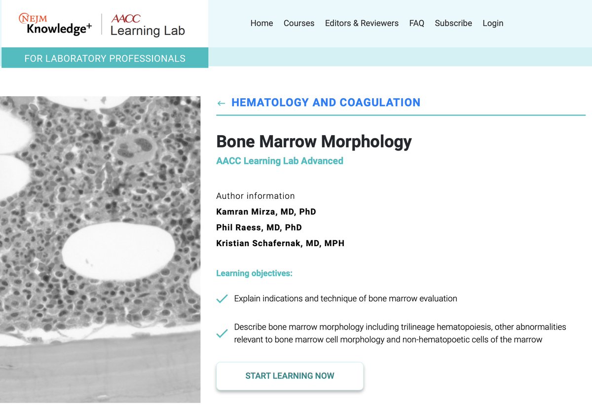 Kamran Mirza MD PhD - کامران مرزا (@kmirza) on Twitter photo Incredibly honored to have created #adaptivelearning courses on #bonemarrow & #blood #morphology for @nejmkplus and @_AACC
FREE registration!
Thanks to ✨collaborators @pwraess <a href="/Shematogone/">Rachel Angelica Mariani</a> and <a href="/KSchafernak/">Kristian Schafernak</a>! #hemepath #hematology #medstudenttwitter
area9lyceum.com/laboratorymedi… Incredibly honored to have created #adaptivelearning courses on #bonemarrow & #blood #morphology for @nejmkplus and @_AACC
FREE registration!
Thanks to ✨collaborators @pwraess <a href="/Shematogone/">Rachel Angelica Mariani</a> and <a href="/KSchafernak/">Kristian Schafernak</a>! #hemepath #hematology #medstudenttwitter
area9lyceum.com/laboratorymedi…