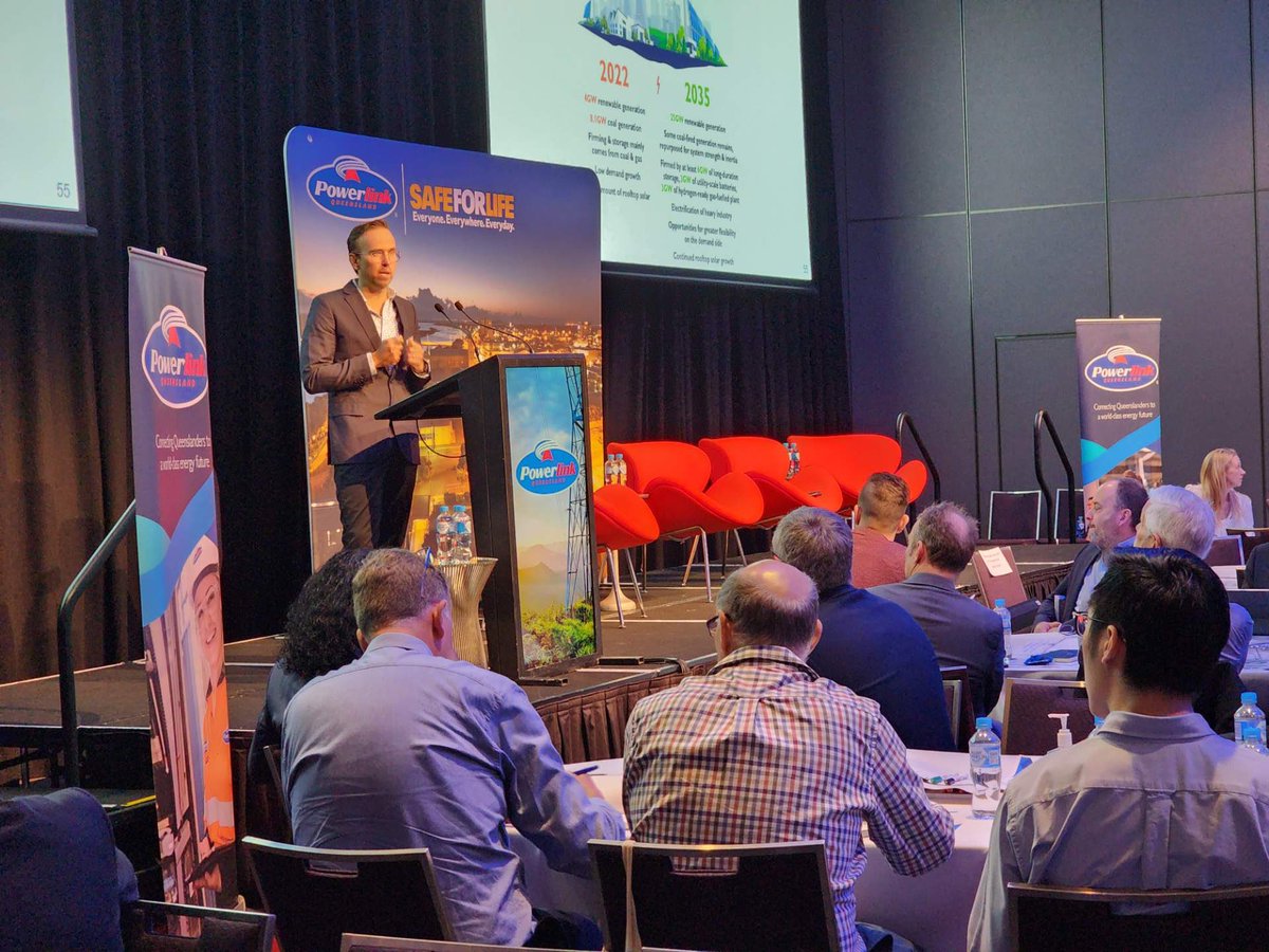 powerlinkqld's tweet photo. Daniel Andersen General Manager Energy Markets presenting on Powerlink’s plans to deliver the future transmission network. #PQForum https://t.co/PUBkbZLJYQ