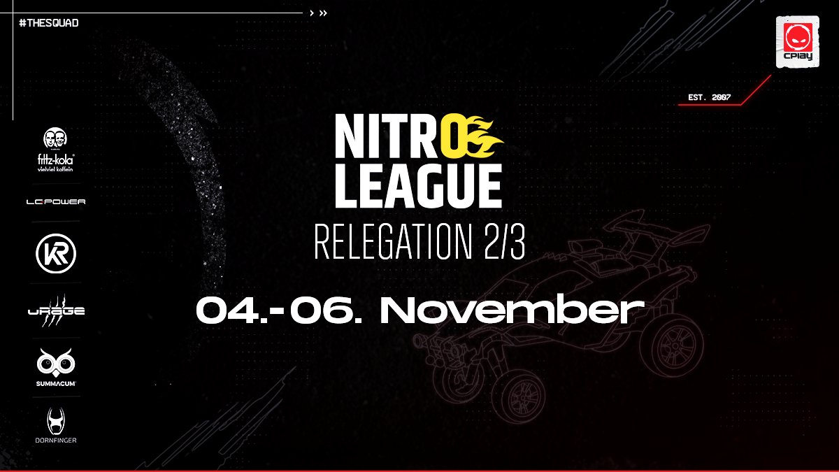 [#RocketLeague] 

Ab heute geht's für uns in die <a href="/NitroLeagueRL/">Nitro League Legacy</a> Relegation 2/3, die bis Sonntag geht!🔥🔥

Die boys suchen vor ihrem 1. game noch ein scrim (~Div.2) für 19:00 Uhr, meldet euch gerne per dc bei macloud#0129🙏

<a href="/VeX_RL18/">VeX-RL</a> <a href="/macloud_RL/">macloud</a> @xvsweazz <a href="/desh_RL/">-Desh-</a> 
#THESQUAD